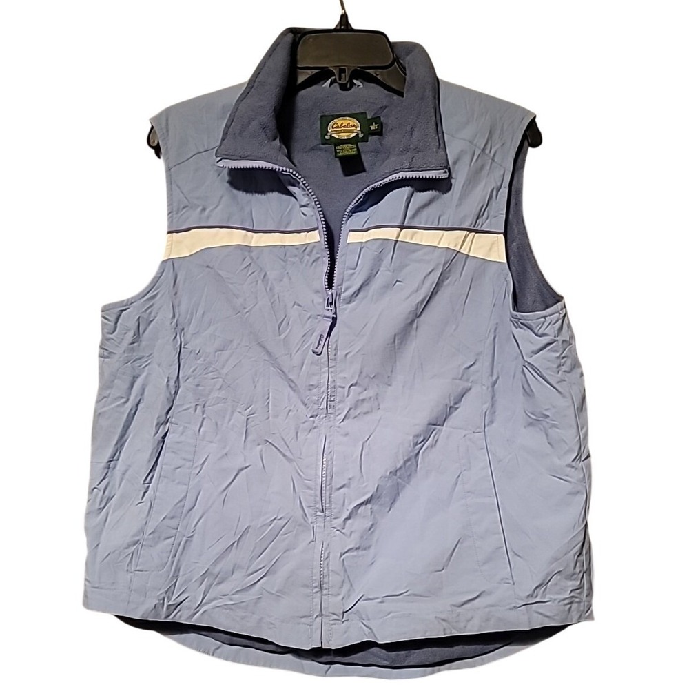 Cabelas Womens L Blue Full Zip Fleece Lined Nylon Vest Jacket 970026 Regular